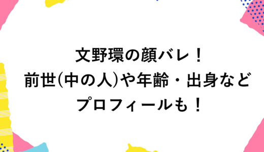 文野環の顔バレ！前世(中の人)や年齢・出身などプロフィールも！