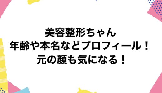 美容整形ちゃんの年齢や本名などプロフィール！元の顔も気になる！