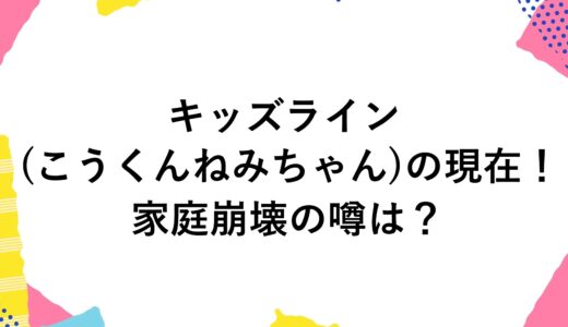 キッズライン(こうくんねみちゃん)の現在2024！家庭崩壊の噂は？