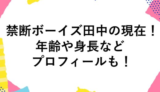禁断ボーイズ田中の現在2024！年齢や身長などプロフィールも！