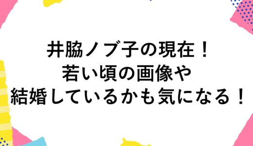 井脇ノブ子の現在2024！若い頃の画像や結婚しているかも気になる！