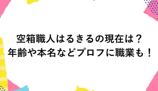 空箱職人はるきるの現在は？年齢や本名などプロフに職業も！